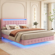 Flatbed 140x200cm LED Light Adjustable Headboard - Pink PU