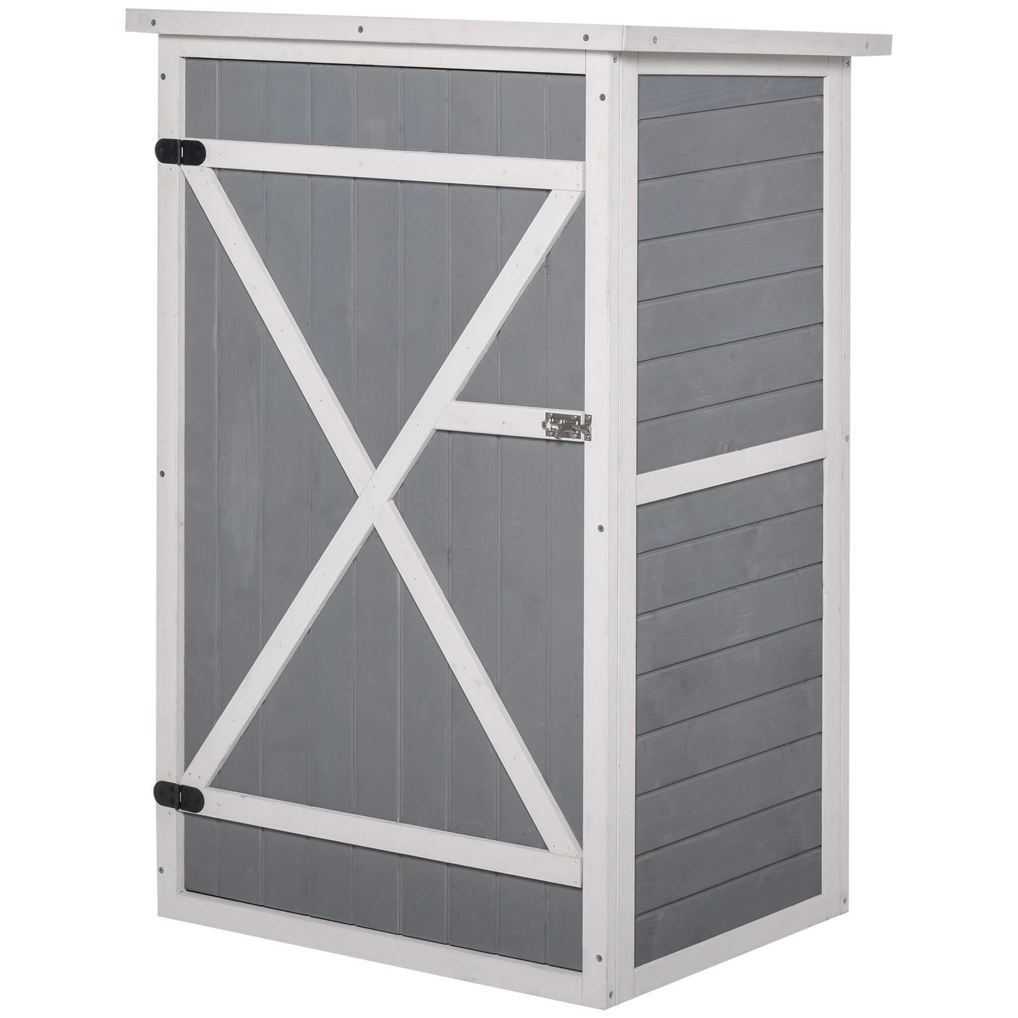 Garden Shed Tool Shed with Shelves Fir Black/Grey/White