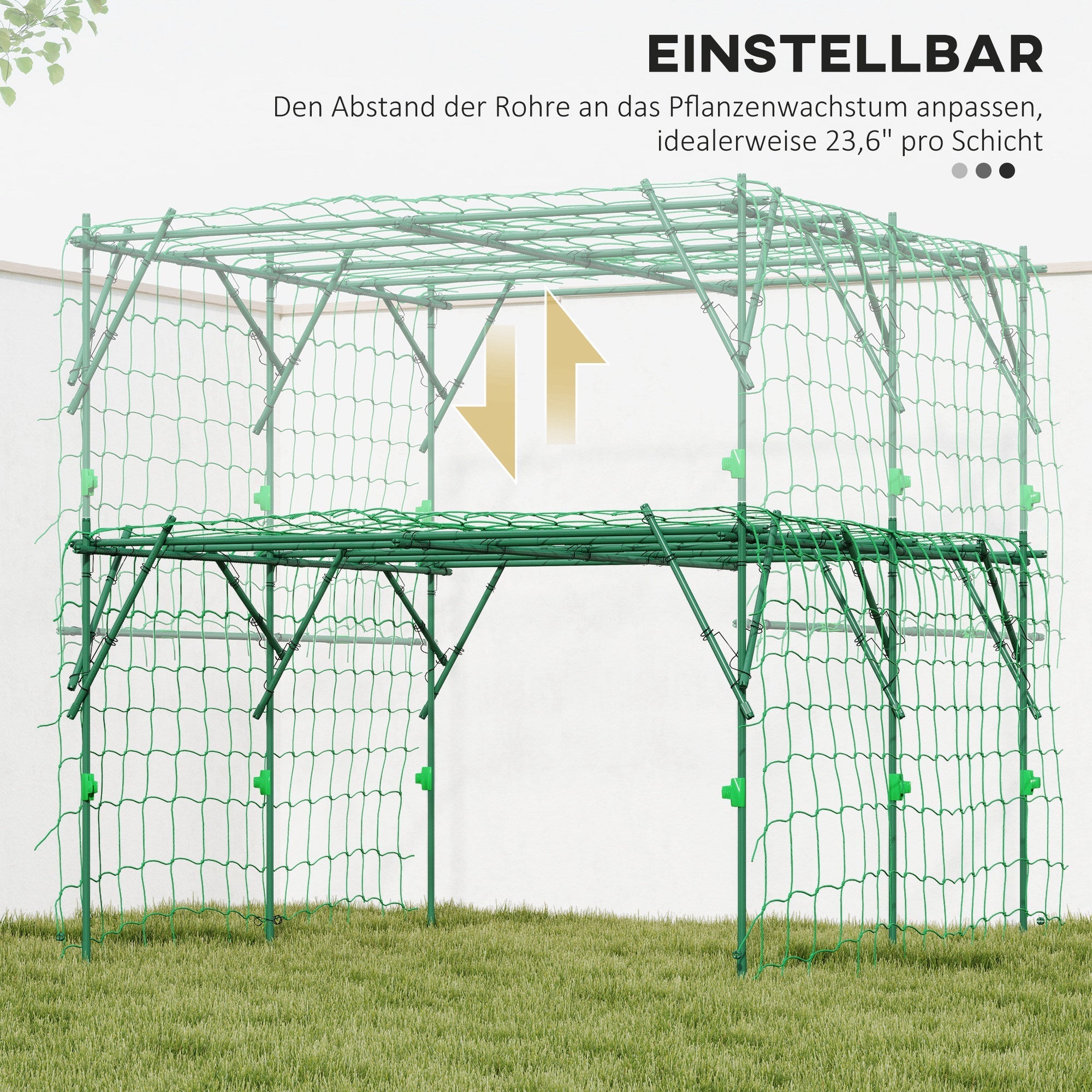 Stainless Steel Trellis Climbing Aid Triangular Support 223x223x223 cm, Green
