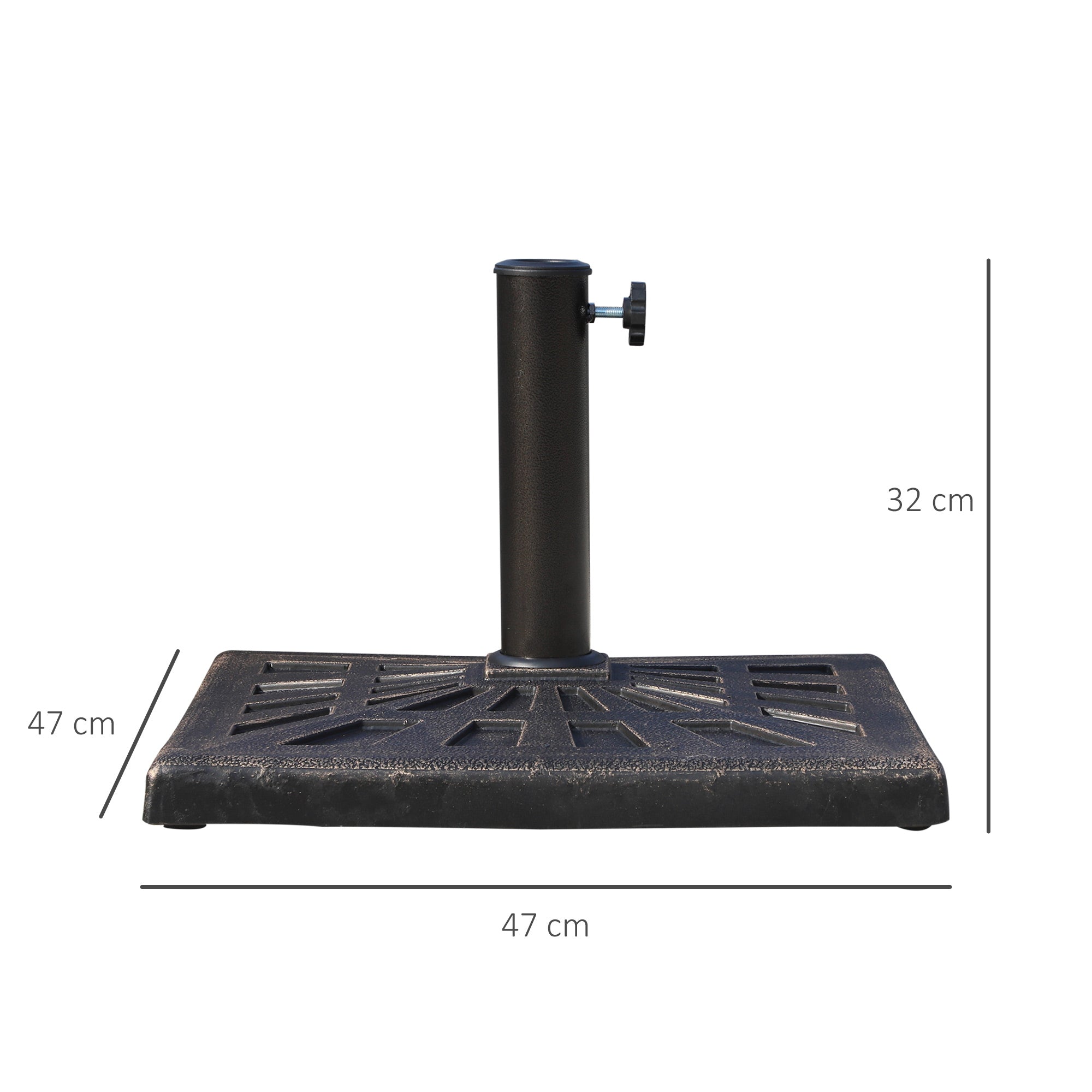 Parasol Stand Umbrella Holder 15kg Stable Weatherproof Resin Black