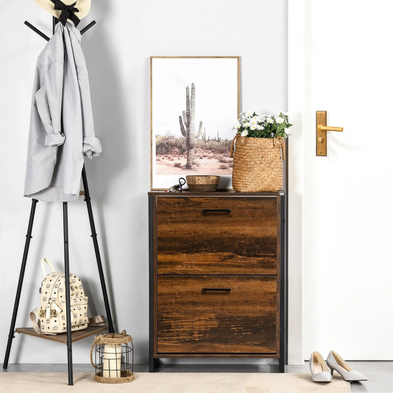12-Shoe Two-Door Storage Cabinet Wood-Effect