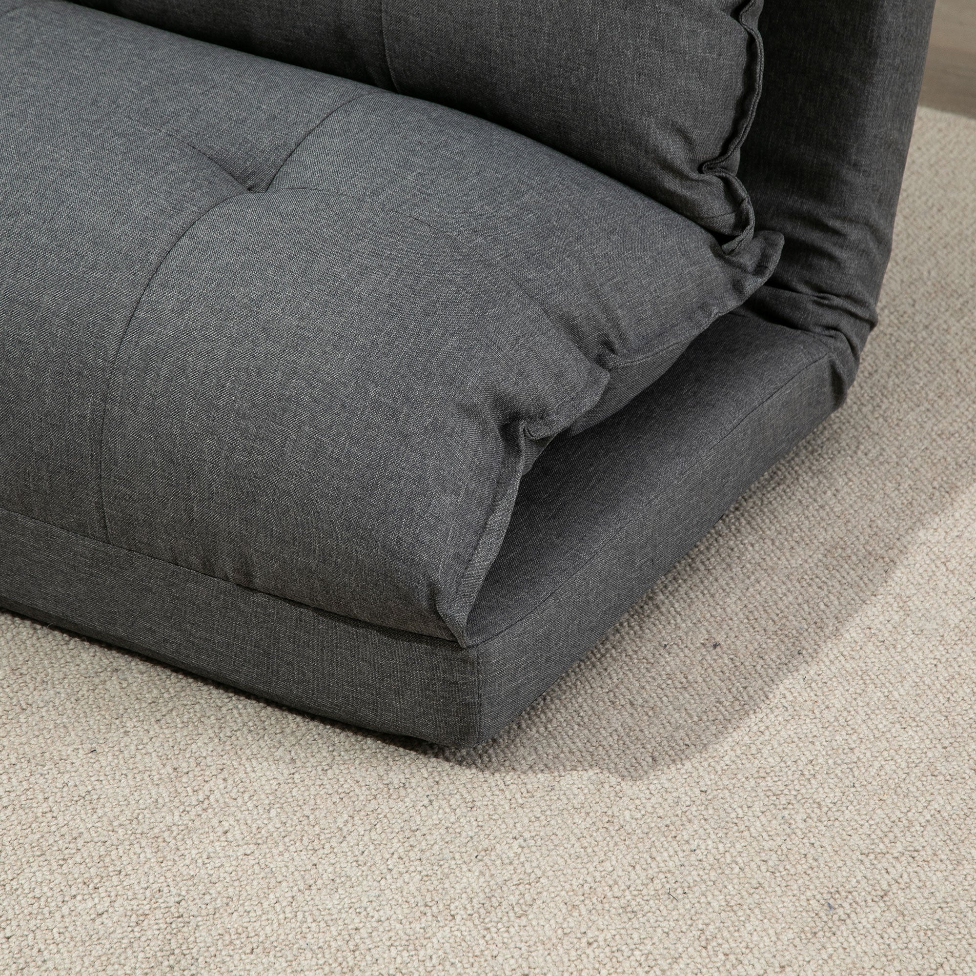 2-in-1 Floor Chair Sofa Bed, 13-Position Adjustable Backrest, Linen Gray