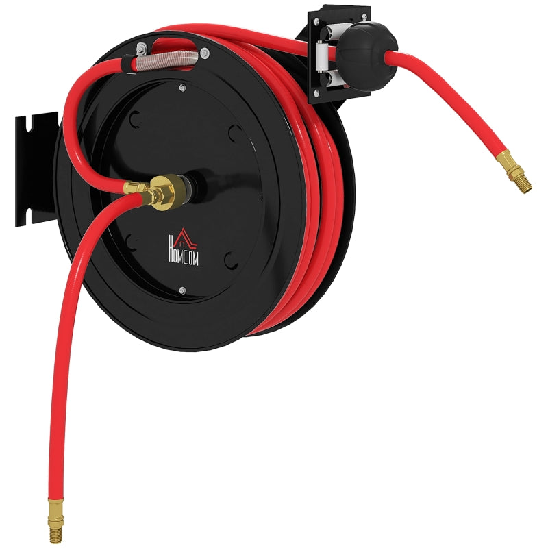 Wall-mounted Hose Reel Automatic Retraction 15+1m Hose 20 Bar - Metal