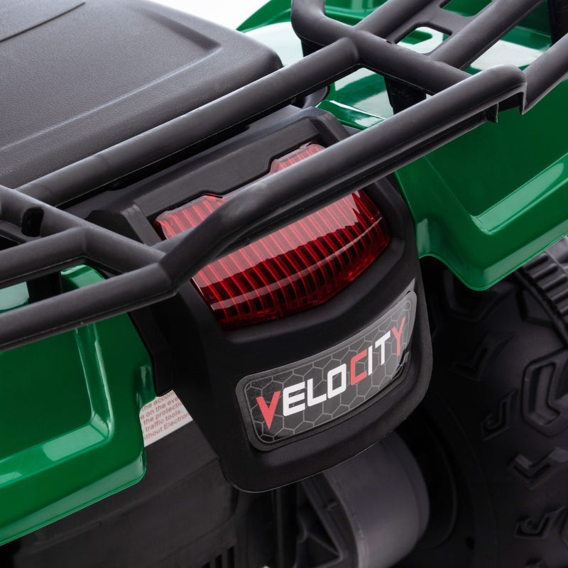 Children's Electric Quad Bike with LED Headlights and Music, Black and Green