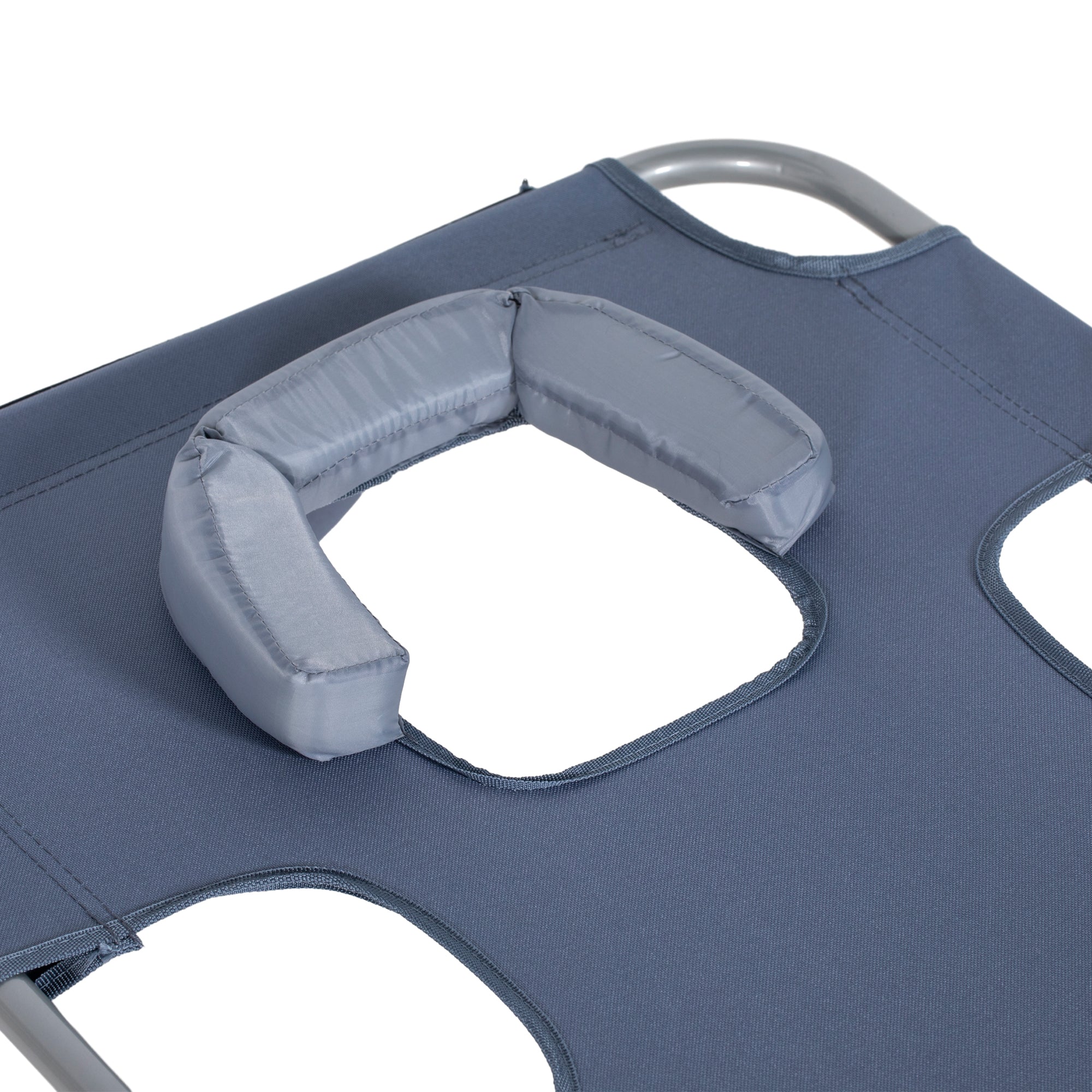 Folding Sun Lounger with Reading Window, 5-Position Adjustable, 120 kg Load Capacity, Grey