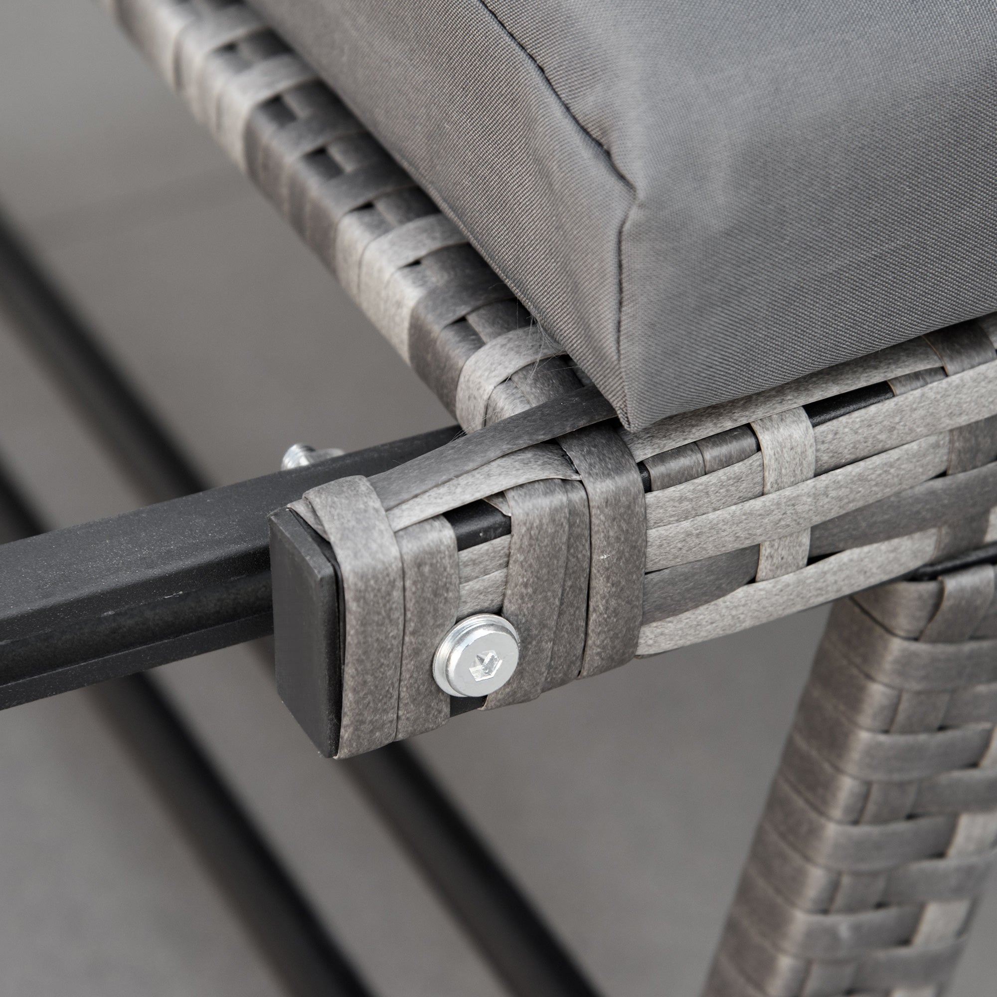 2 Seater Rattan Sofa 2-in-1 Daybed Chaise Lounger Loveseat Mixed Grey PE Rattan