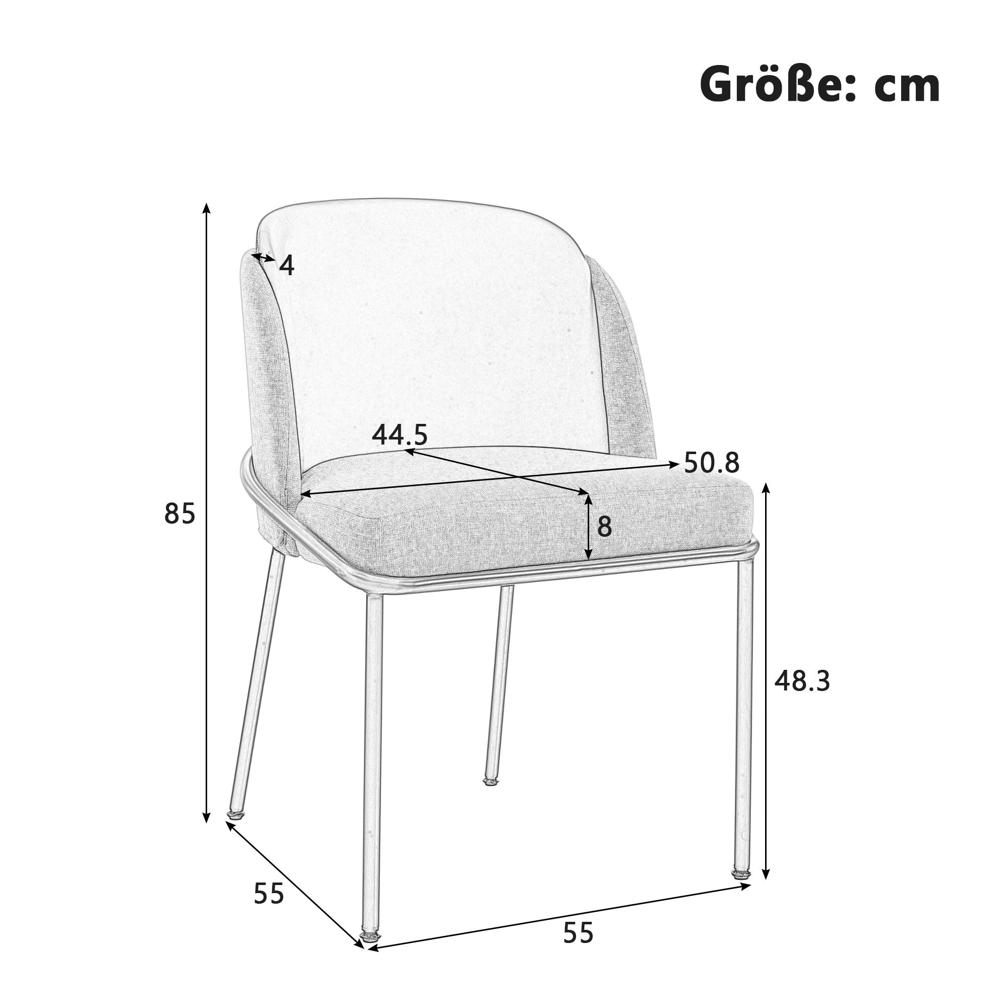 Modern Chairs 2-Pack Angled Legs Adjustable Feet, Beige
