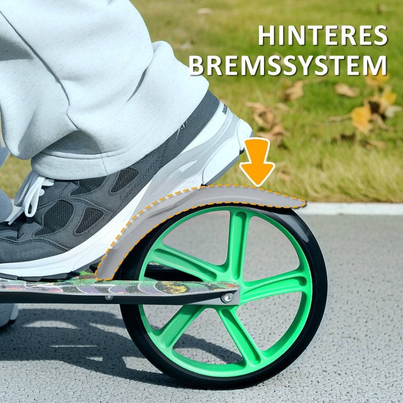 AIYAPLAY Children's Scooter foldable with adjustable handlebar height, 2 large wheels, rear mudguard brake, green