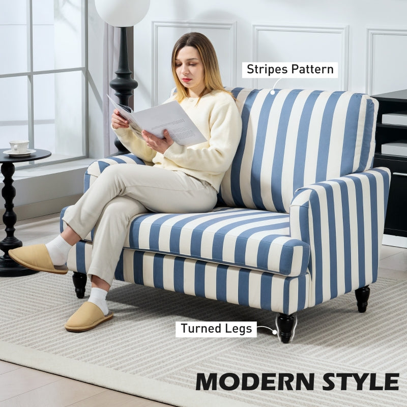 Modern Cuddle Chair, Velvet Single Sofa Armchair, Blue and White