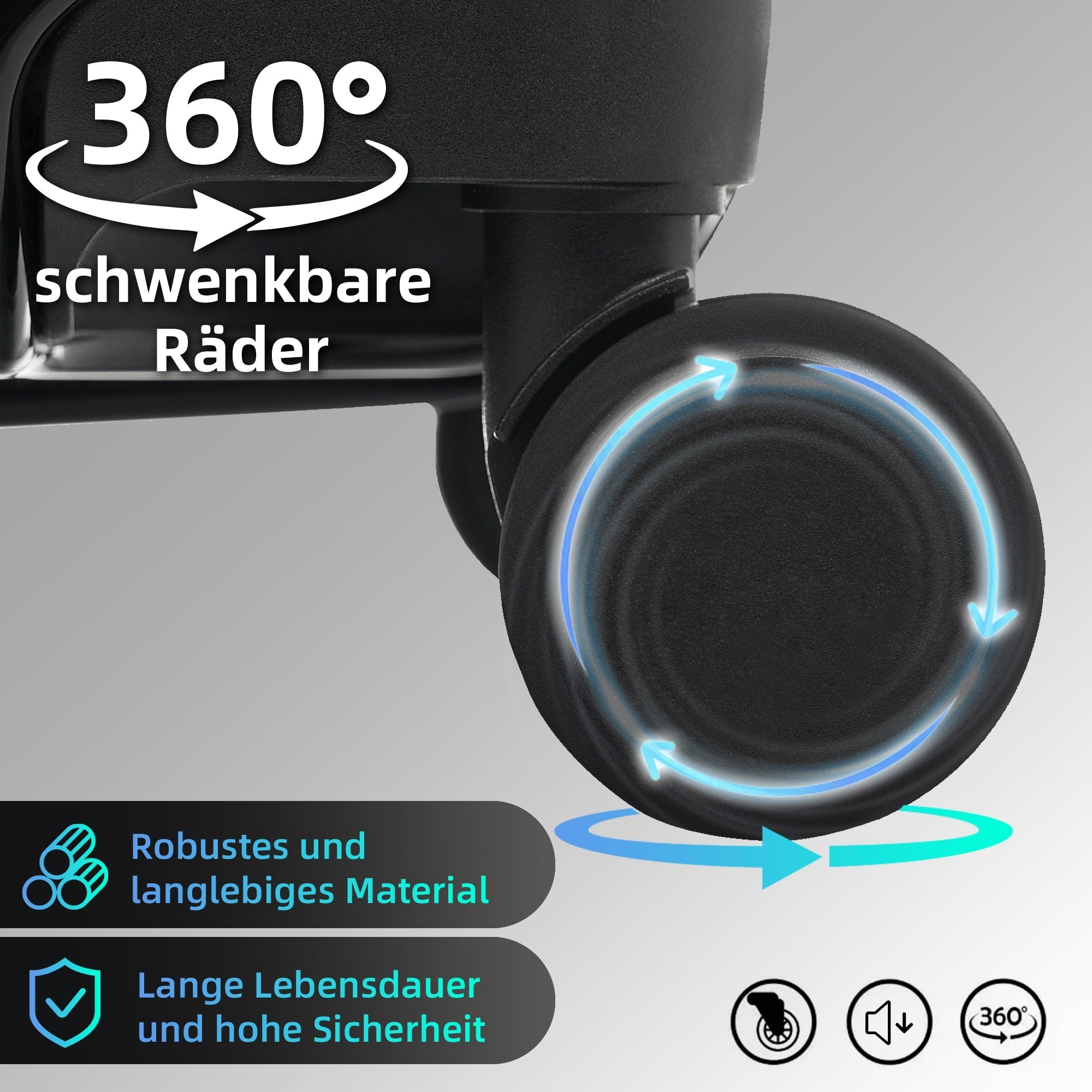 M-L-XL Suitcase Set with TSA Lock, 360° Spinner Wheels, ABS+PC Material
