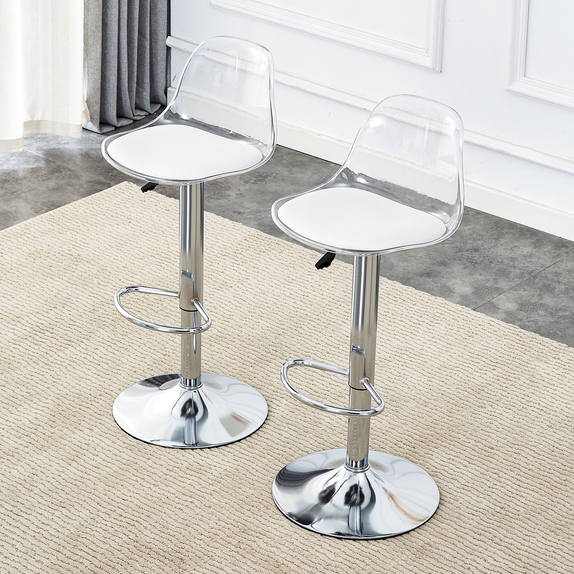 2-Pack Beam Chairs Adjustable 360° Swivel - Transparent/Silver Metal