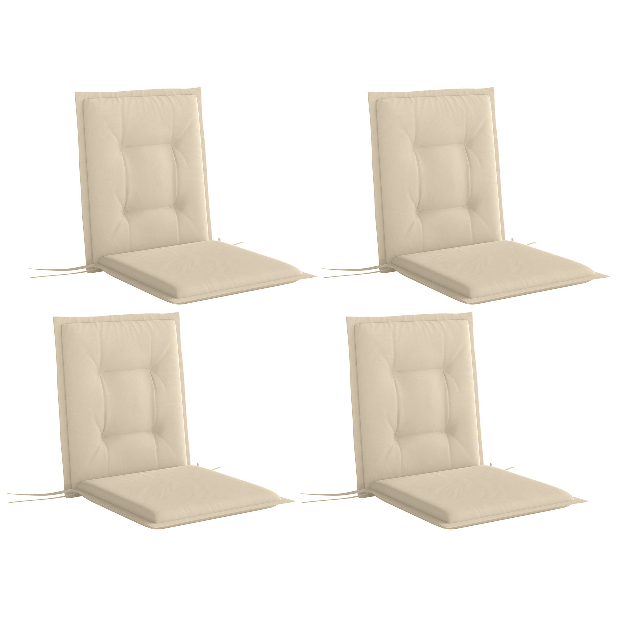 Sitzkissen, 4er-Set Stuhlkissen, Outdoor Indoor, Beige
