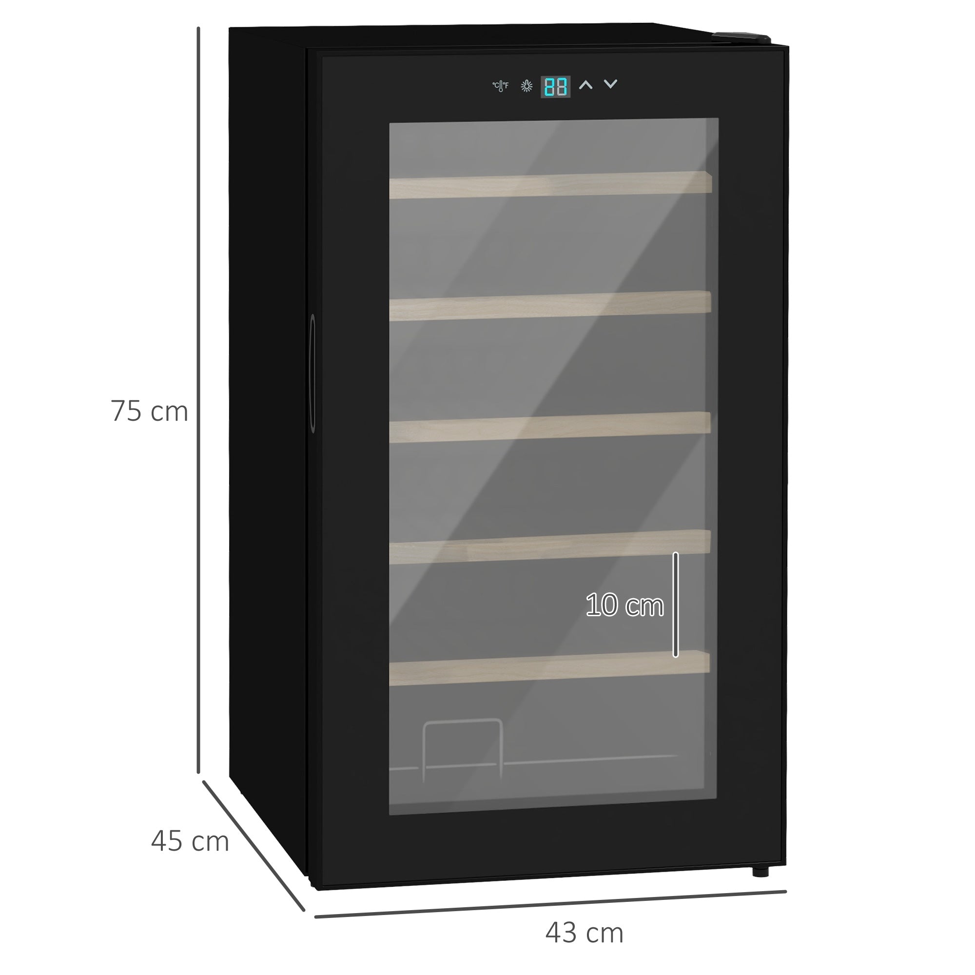 Small Wine Cooler, 24 Bottle Adjustable Temperature LED Lighting, Black