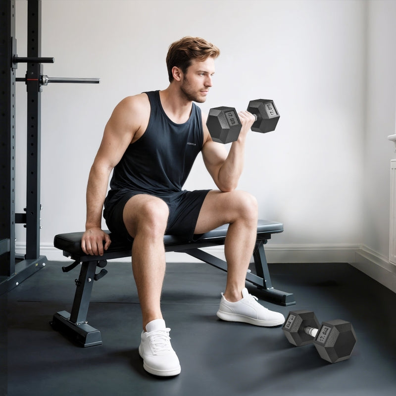 Dumbbell 35 kg Anti-Slip Grip - Black/Silver