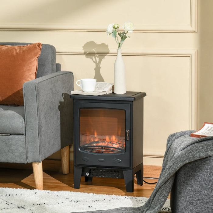 LED Electric Fireplace, Freestanding Flame Effect, 900/1800W, Black