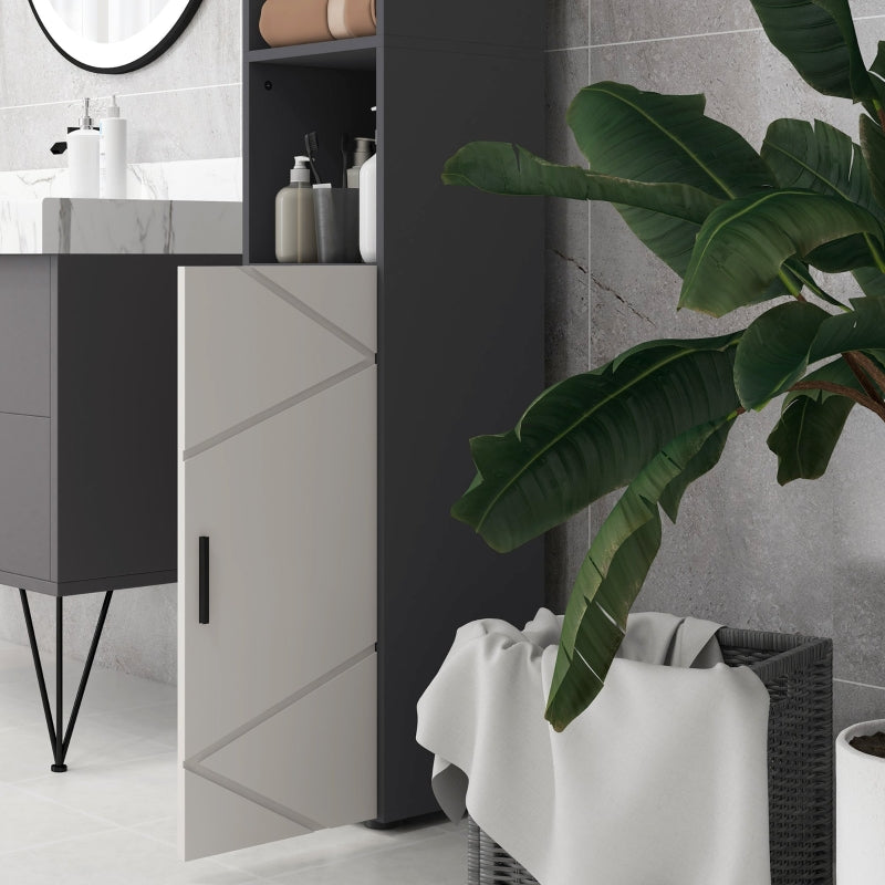 Kleankin Slim Bathroom Cabinet, Tall with Adjustable Shelf, Gray