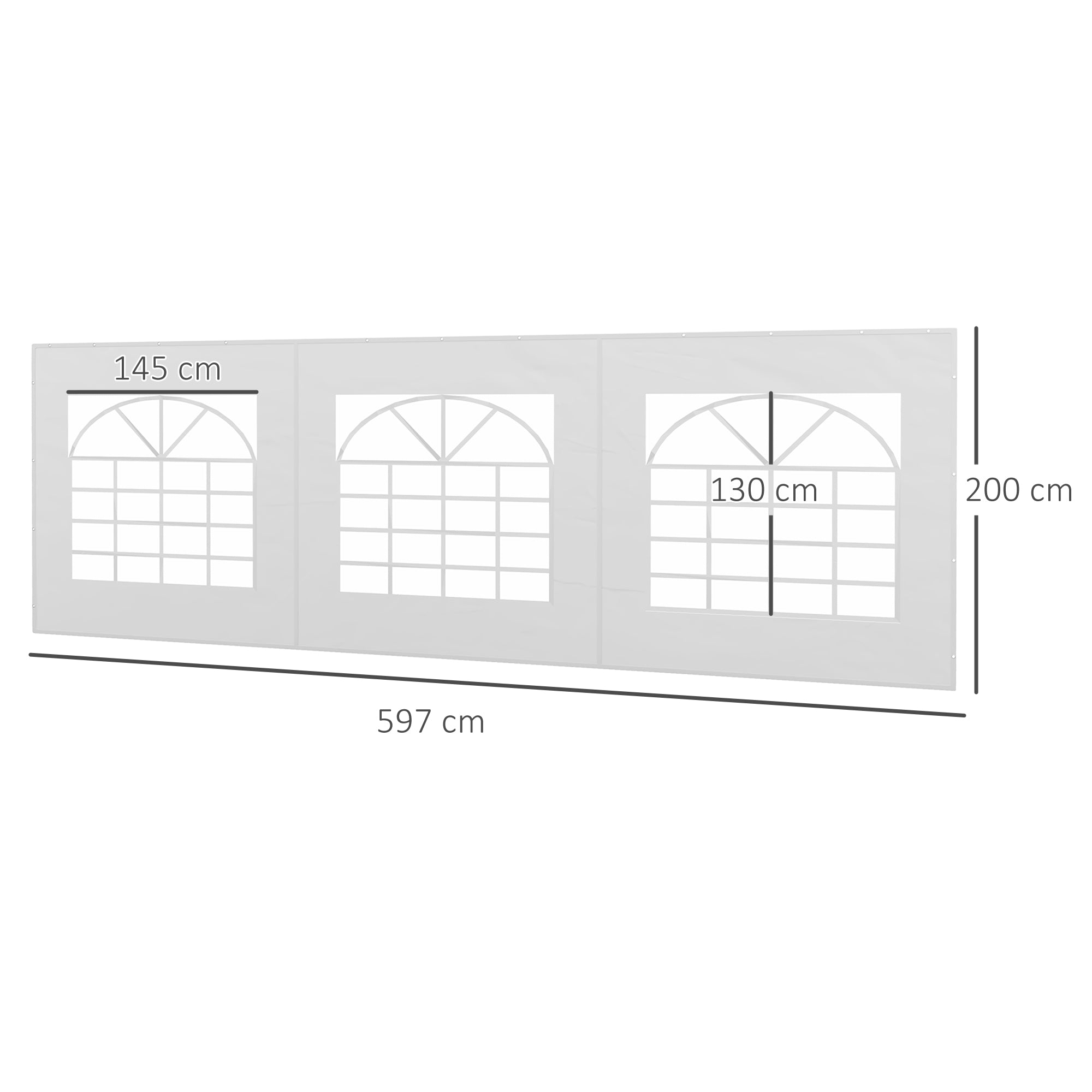 Side Panel for Gazebo/Party Tent, 6x2m Waterproof & UV-Resistant, White