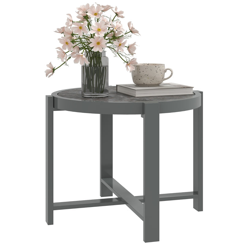 Beistelltisch, rund, wetterfest, Balkon, Aluminium Grau