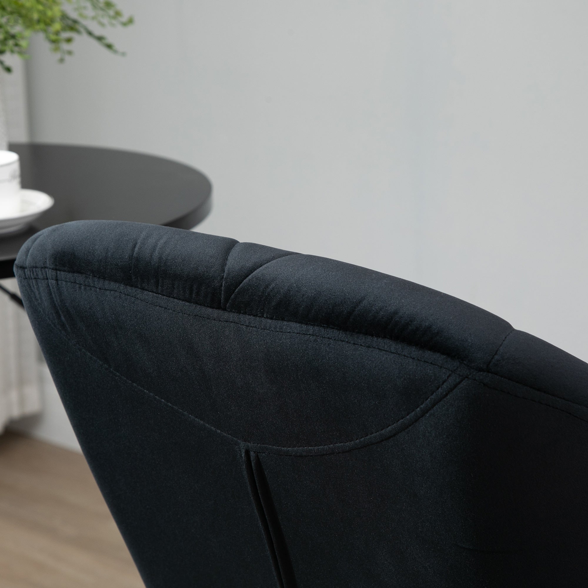 Bar Stools, Swivel Height-Adjustable with Backrest, Velvet Black