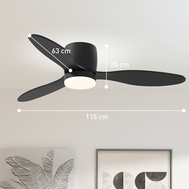 Ceiling Fan, 115 cm LED, Remote Control, 3 Blades, Bedroom