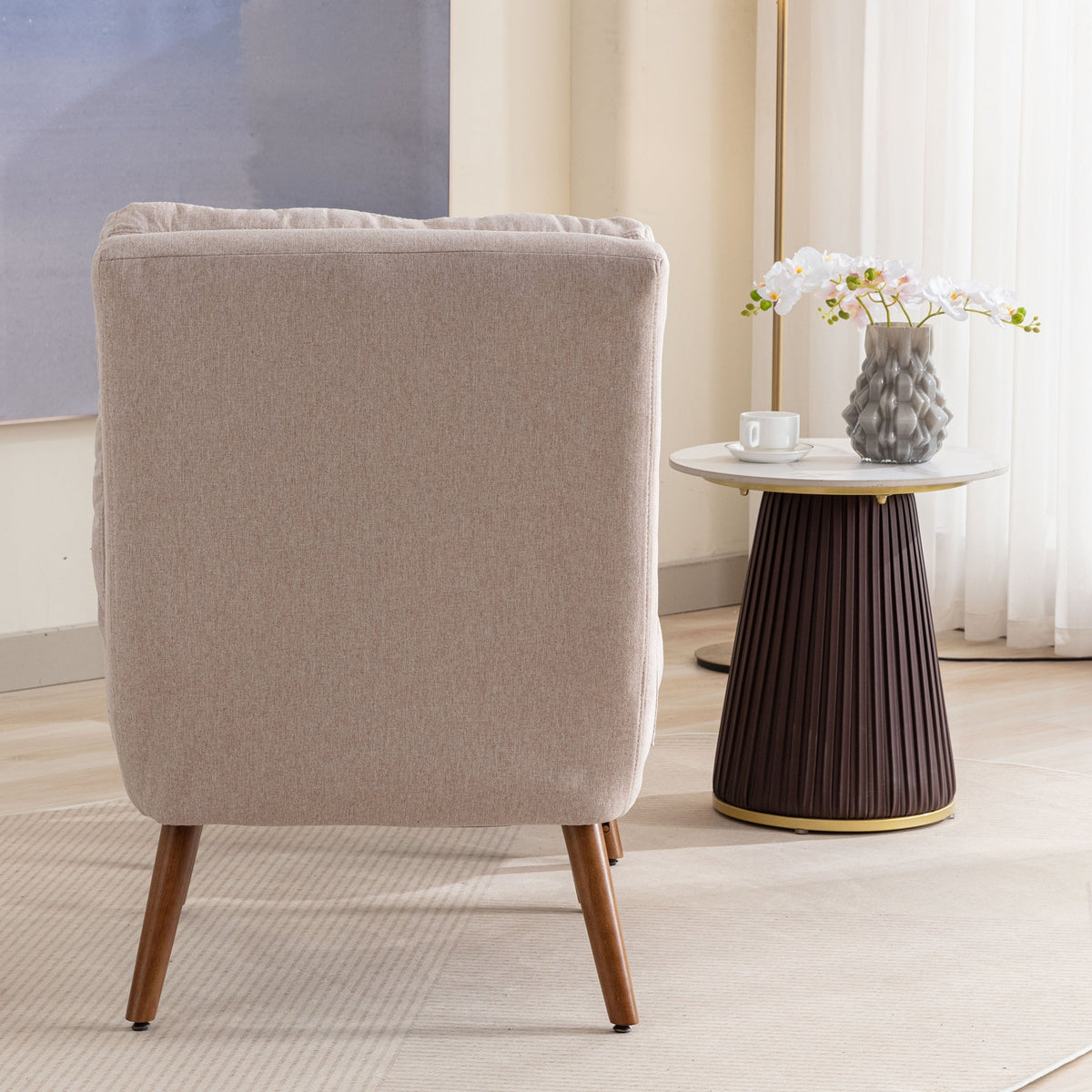 Lounge Chair with Footrest Adjustable Backrest Tiltable Side Shelf