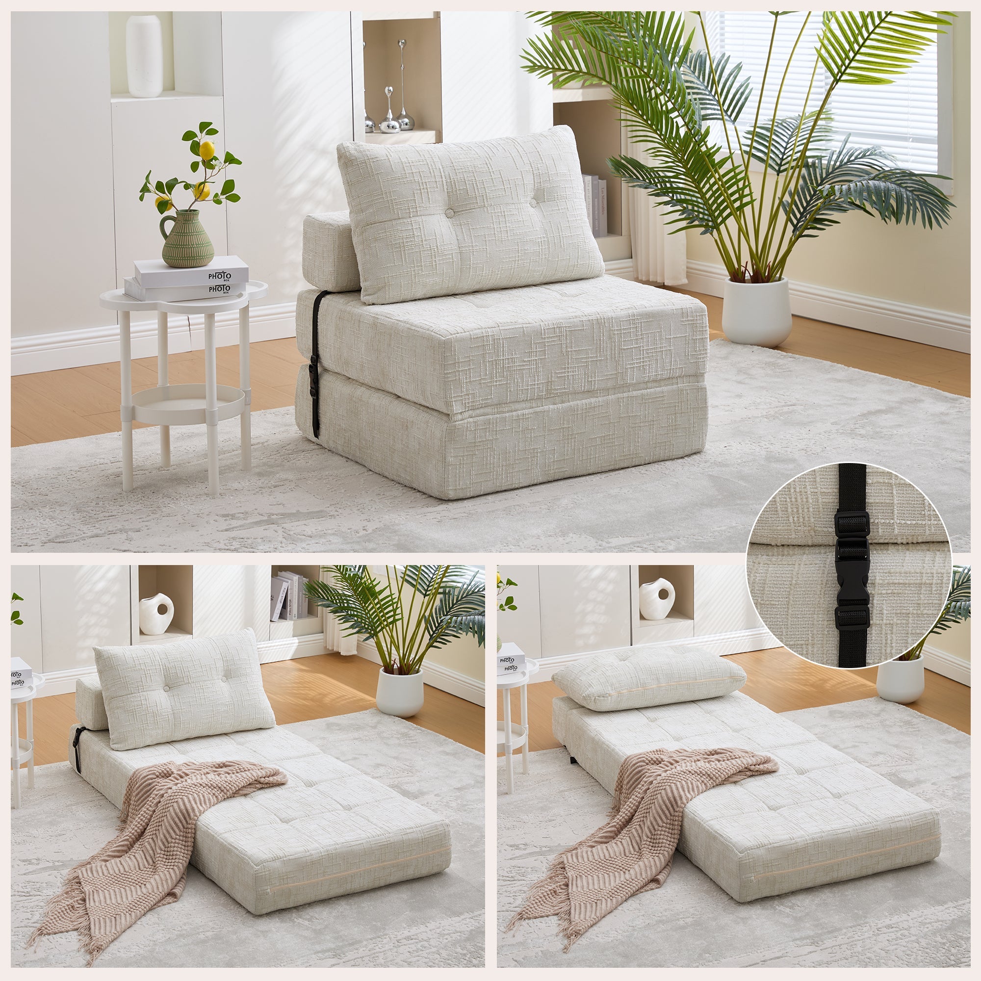 Folding Sofa Bed, Portable with Pillows & Backrest, Comfortable Floor Mattress