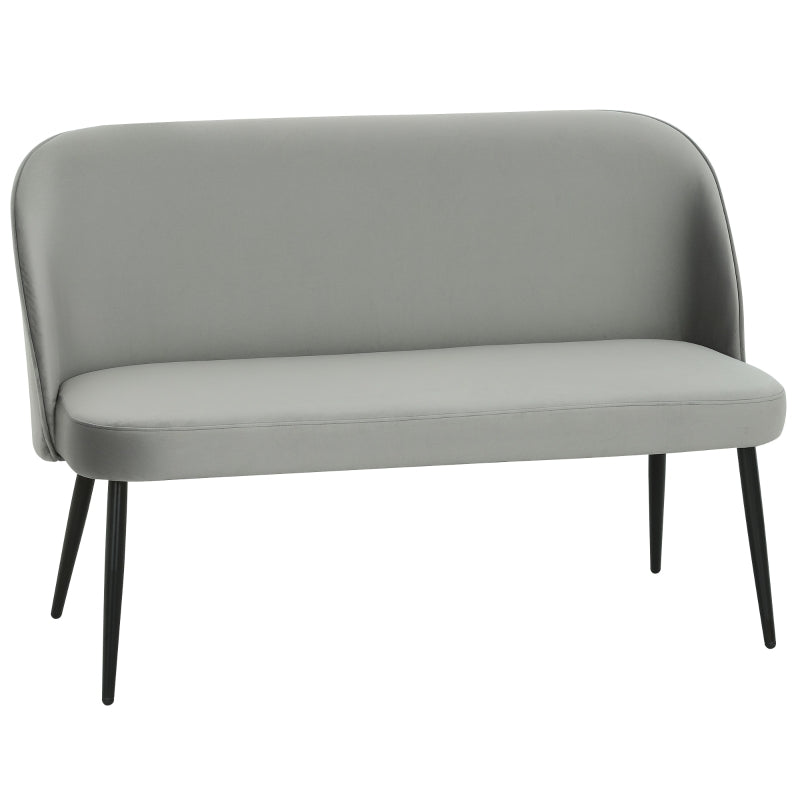 2-seater Sofa Upholstered Modern Metal/Wood Frame, Velvety Fabric Grey