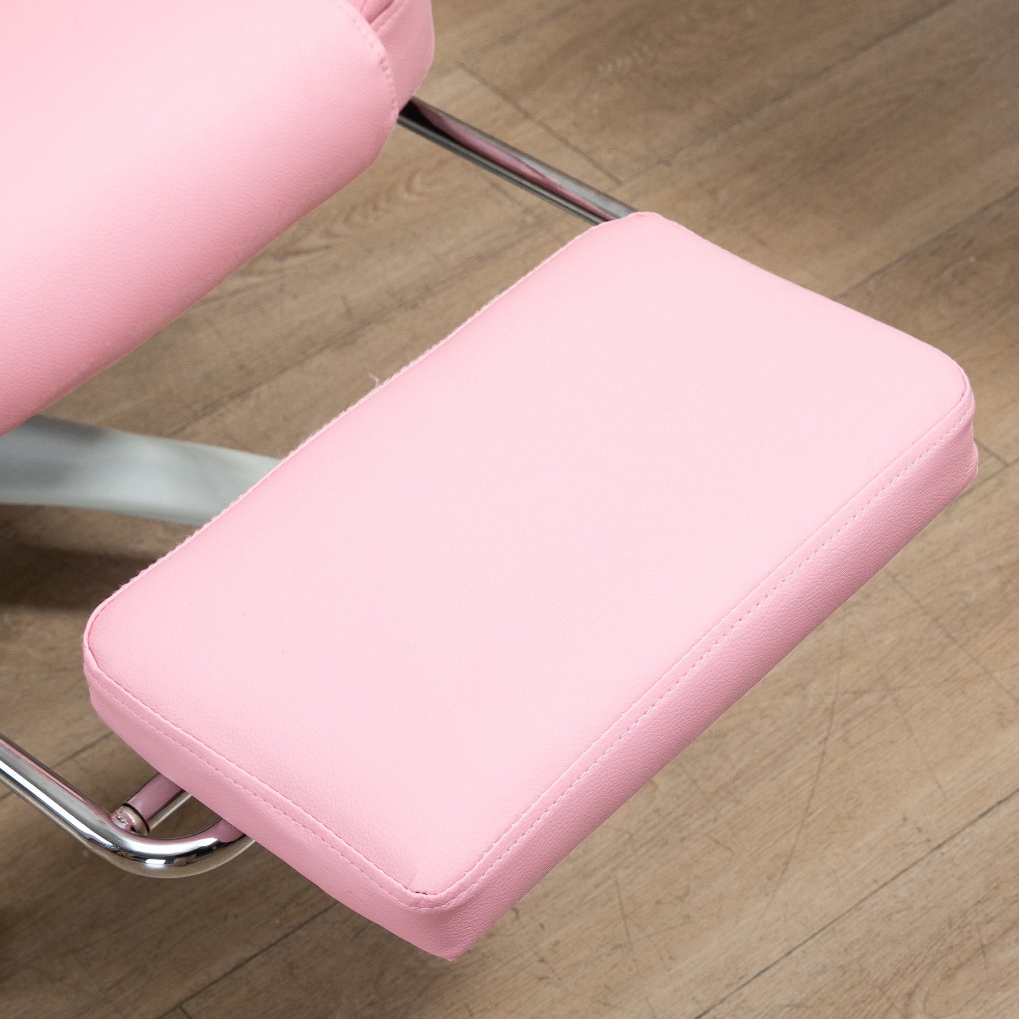 Office Chair Reclining Footrest Casters Adjustable Faux Leather Pink