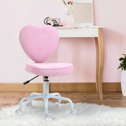 Swivel Chair Executive Computer Chair, Height Adjustable Heart-Shaped Upholstery, Pink Linen Fabric