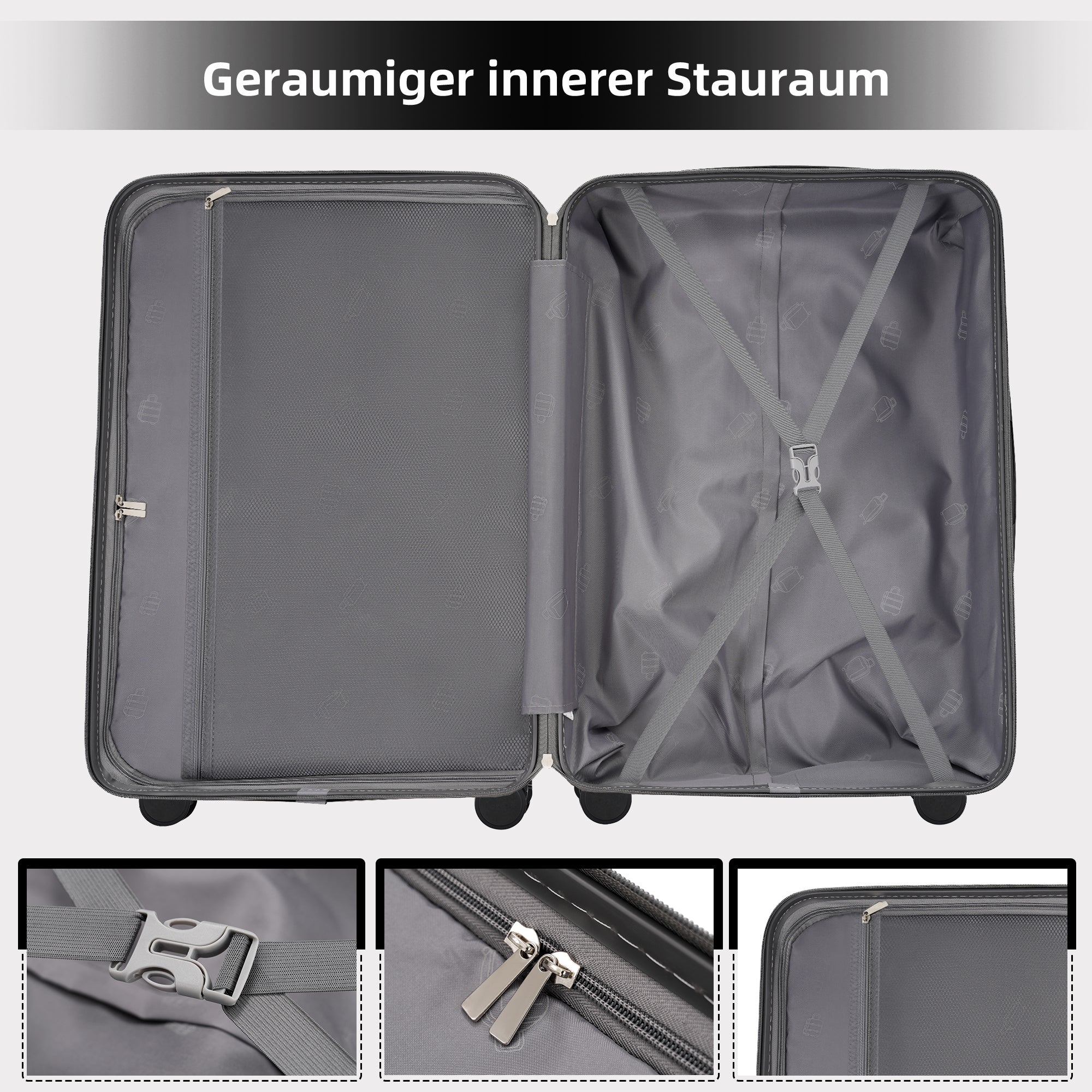 M-L-XL Suitcase Set with TSA Lock, 360° Spinner Wheels, ABS+PC Material