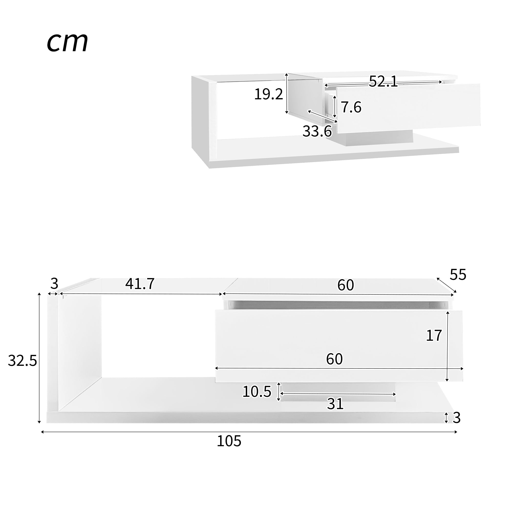 Coffee Table, High-Gloss White