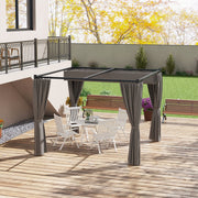 3 x 3m bewegliche Pavillon-Pergola mit Vorhängen, metallgrau