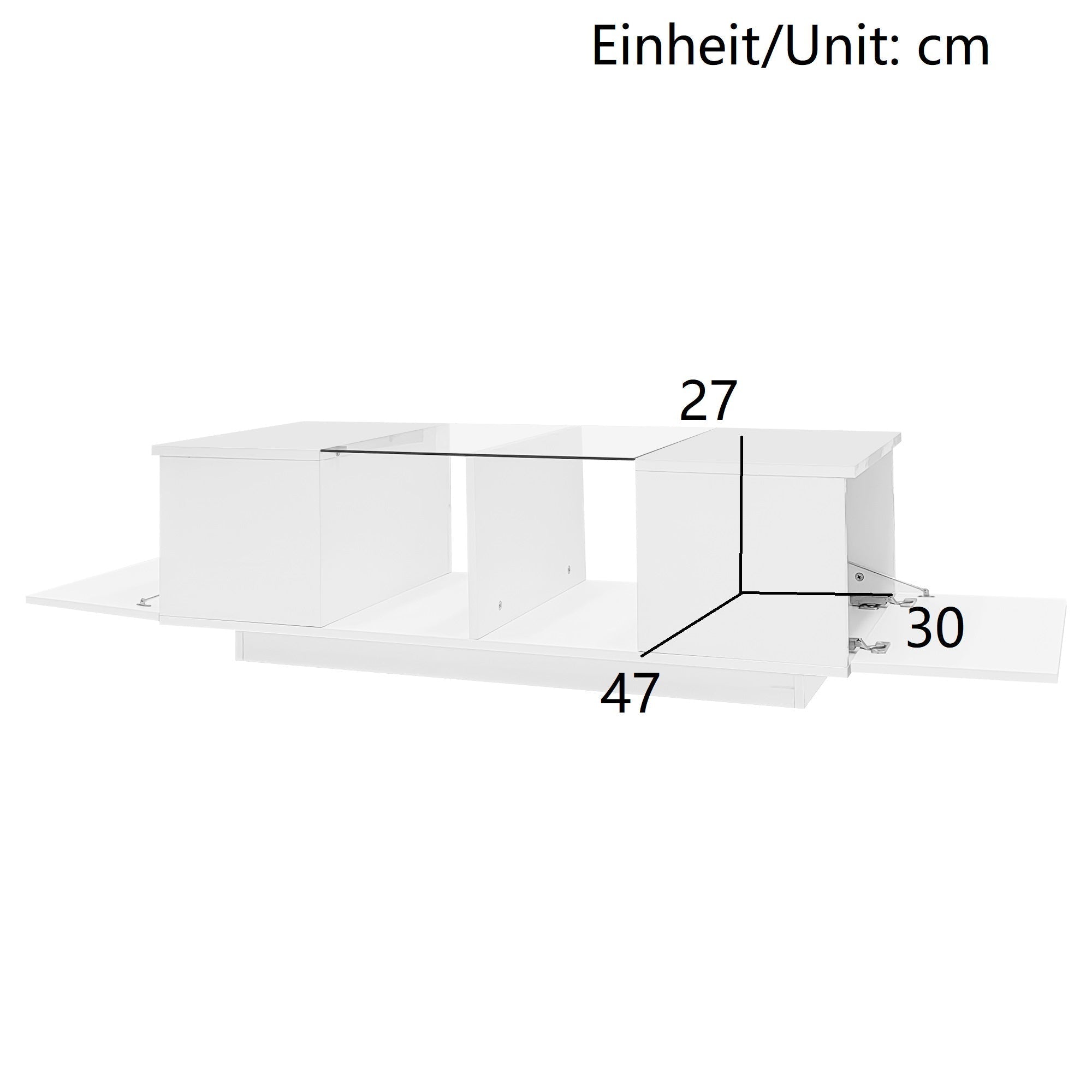 Modern Coffee Table with LED Lighting, High-Gloss, White