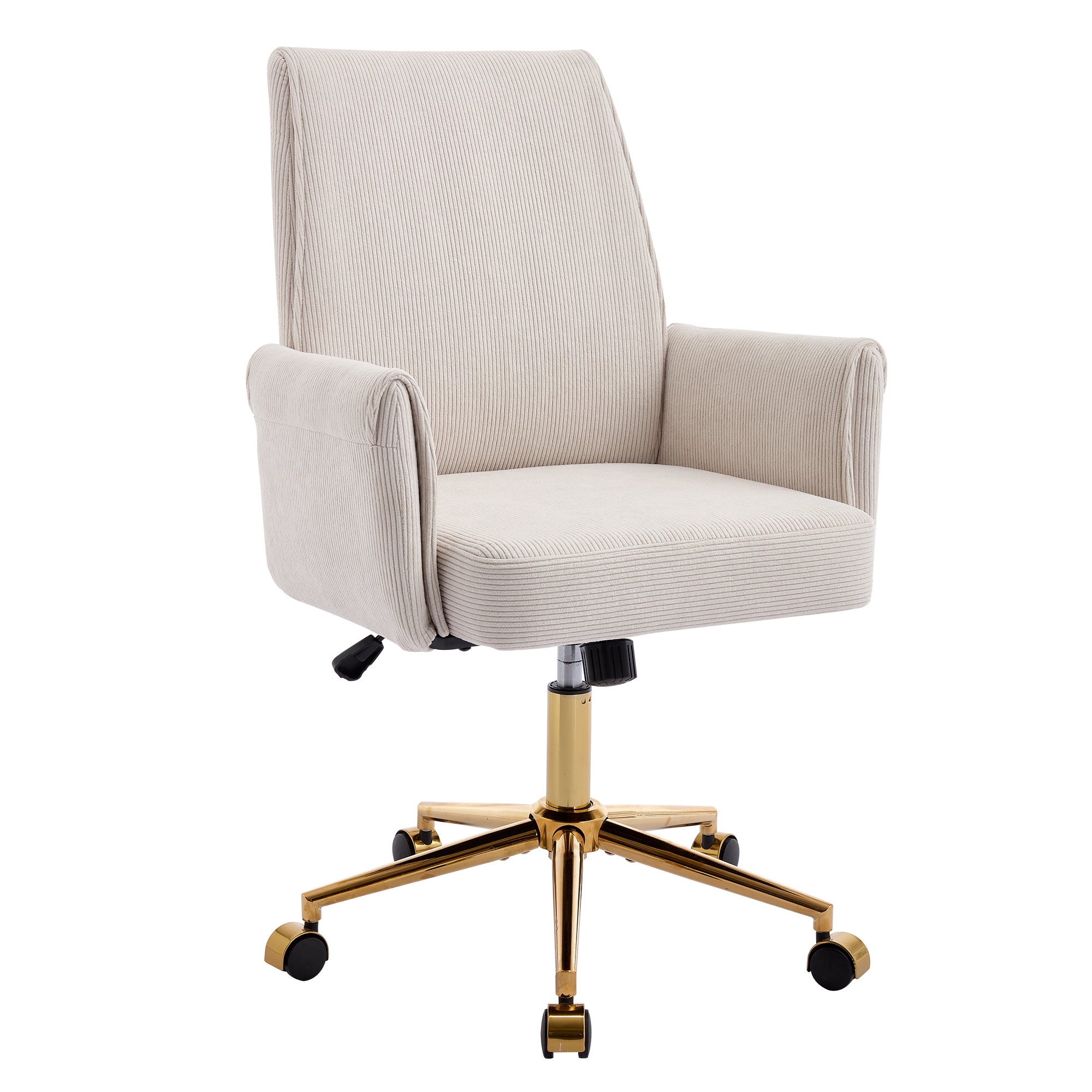 Office Swivel Chair with Height-Adjustable Ergonomic Medium Backrest, Striped Upholstery