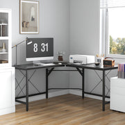 L-shaped Corner Computer Desk, 150x150x76cm Modern Office/Home Desk, Black MDF