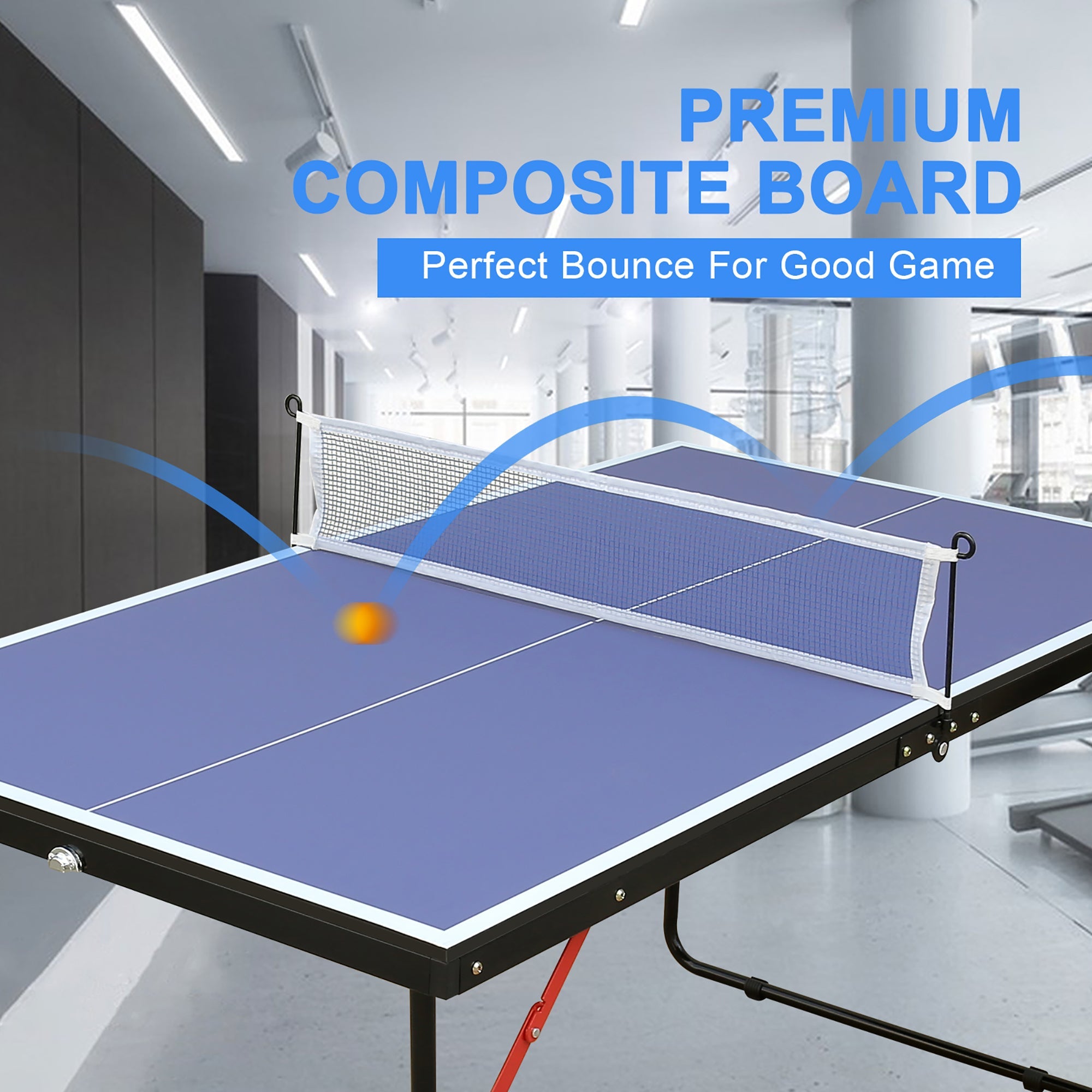 Ping Pong Table with Net & Paddles Set, Foldable Outdoor/Indoor, Blue