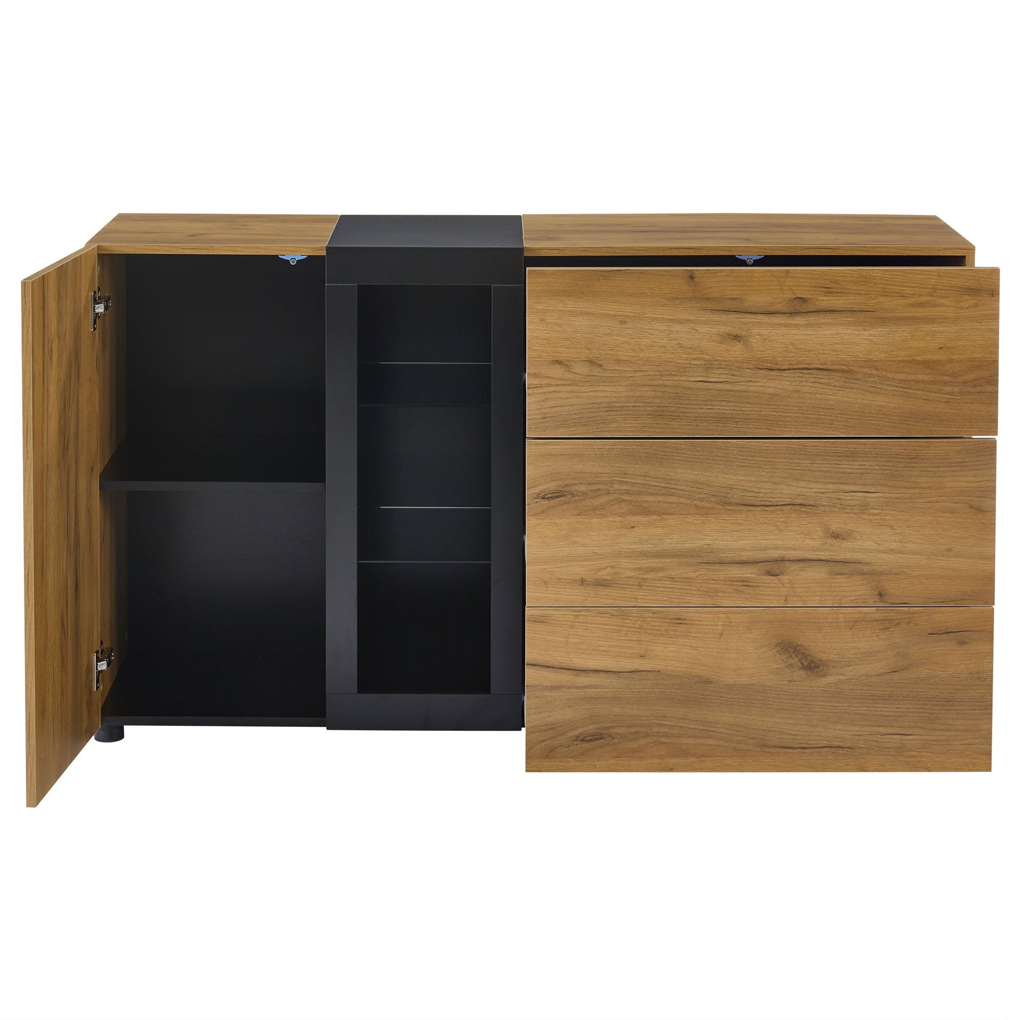 Sideboard Modern Buffet Storage Console Cabinet 3 Drawers Glass 140 cm