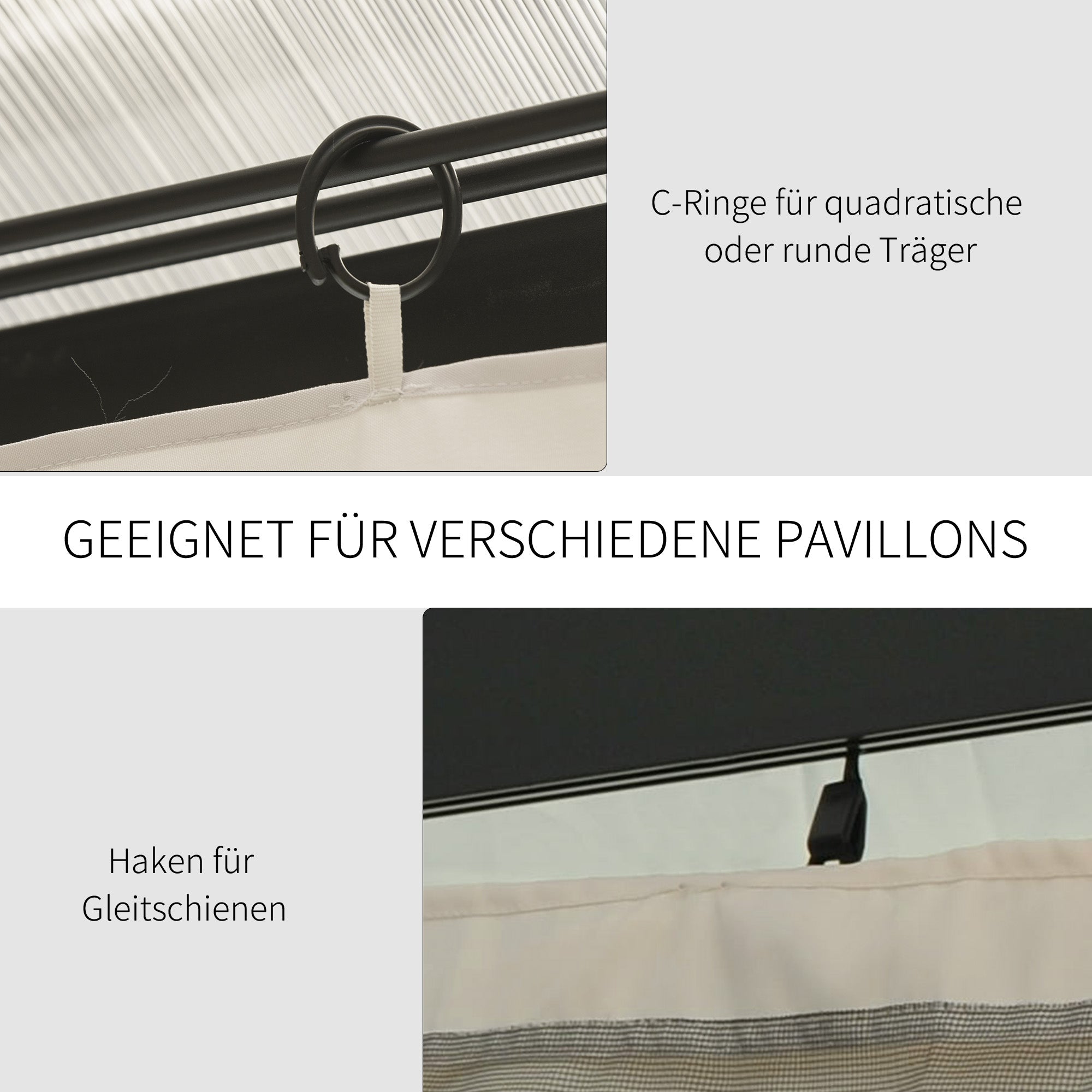 Pavilion Party Tent 3x4m with 4 Side Panels, Polyester Beige