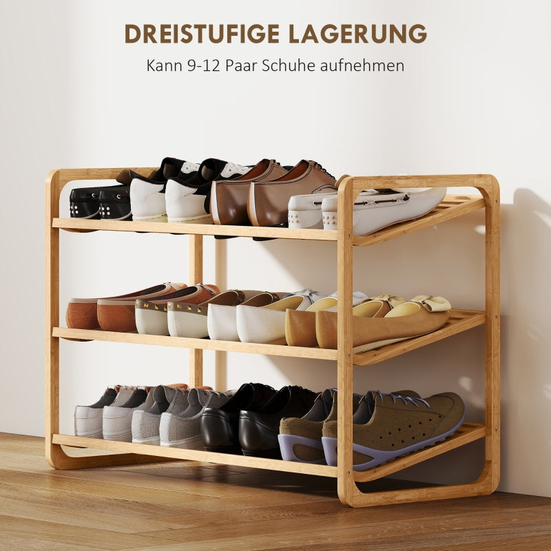 Bambusregal 3-stöckig 30 kg Tragkraft Holz