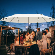 Double Parasol LED, 440 x 256 cm, Hand Crank, Cream White