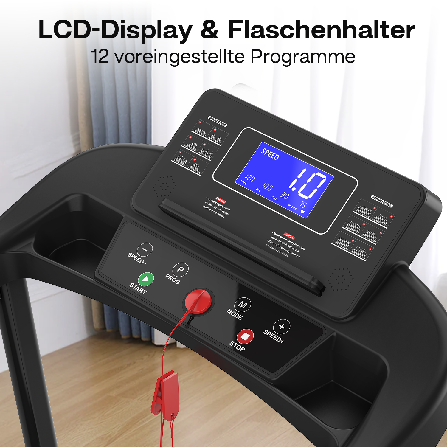 Walking Pad Treadmill Foldable LED Display Handrail, 135 kg Capacity