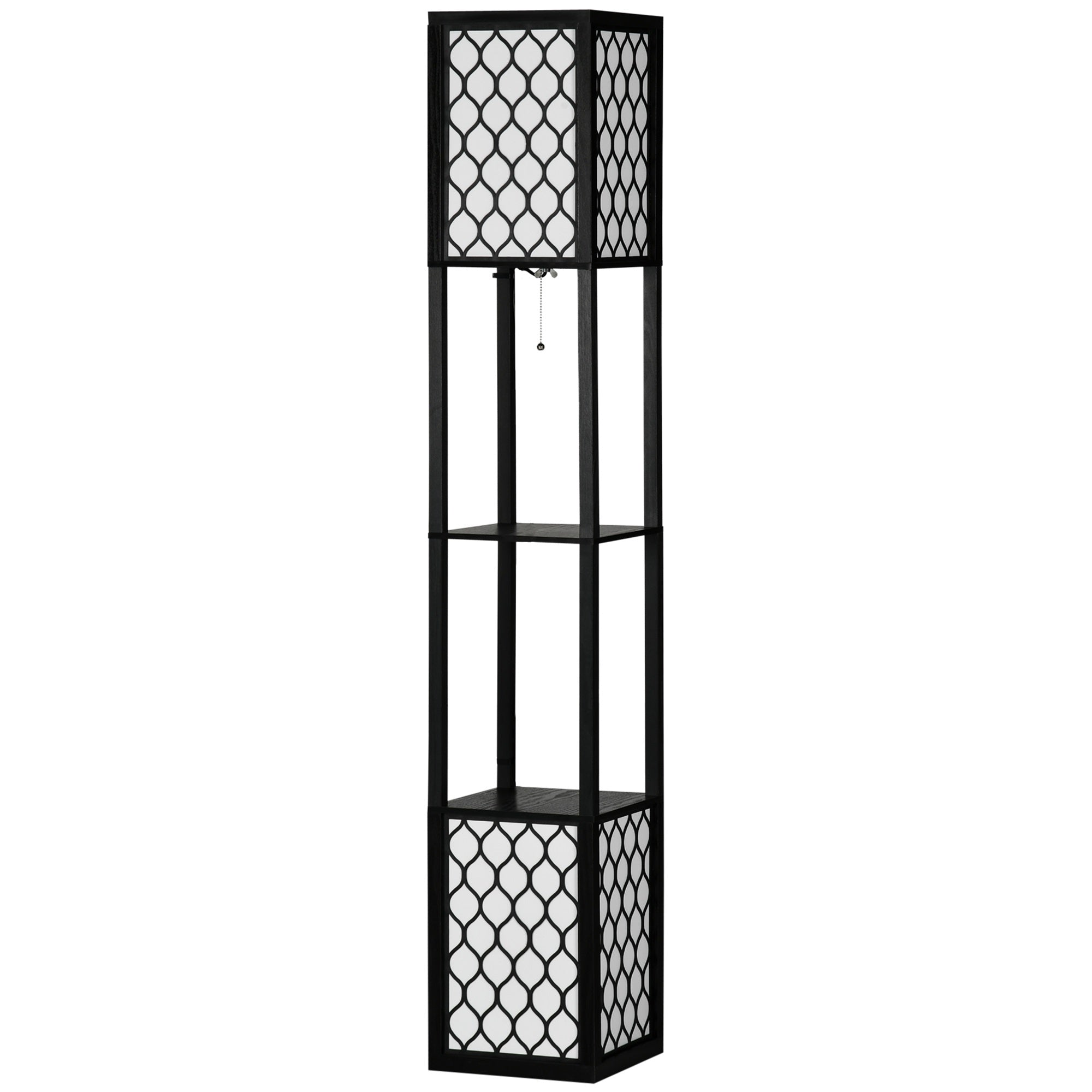 Floor Lamp with Shelf, Double Light, 40W E27, Pull Chain Switch