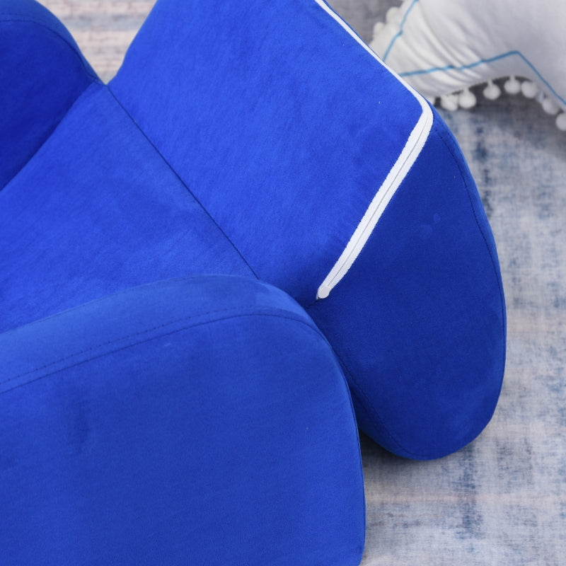 2 In 1 Kids Armchair Sofa Bed Fold Out Padded Wood Frame, Blue