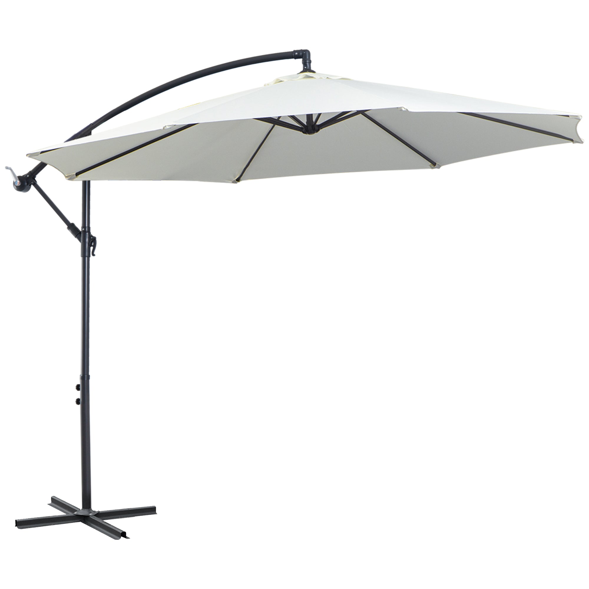 Cantilever Parasol, Round, 300 cm, Cream Polyester