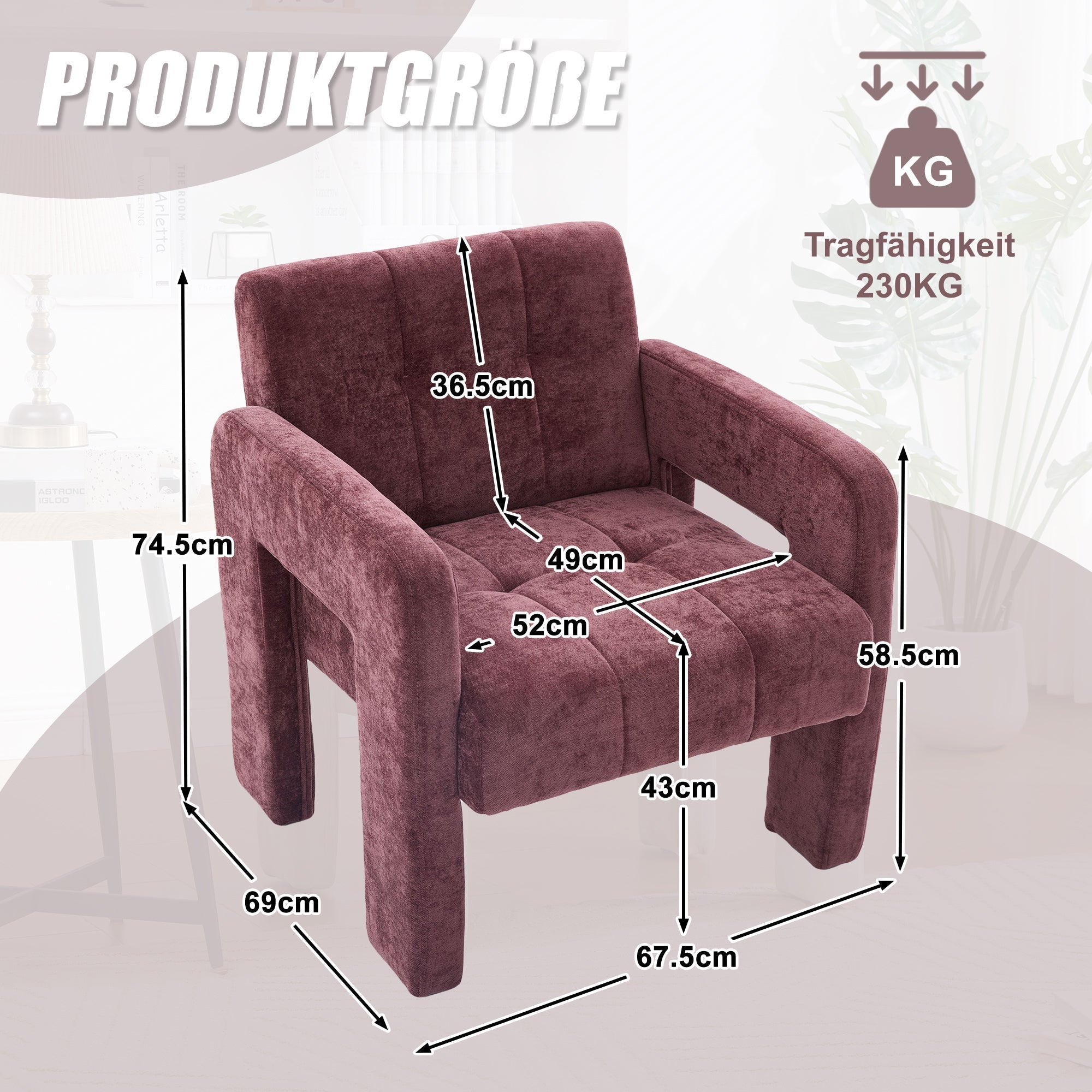Single Armchair Modern Minimalist Upholstered Padded - Nordic Style