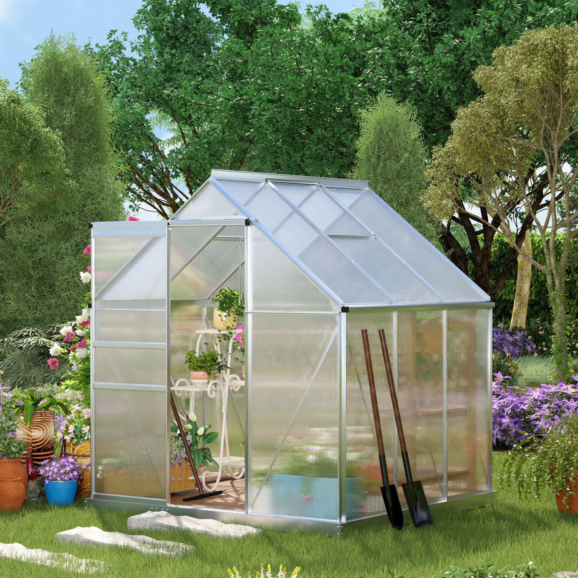 Walk-In Greenhouse 190 x 190cm, Protective Polycarbonate Panels