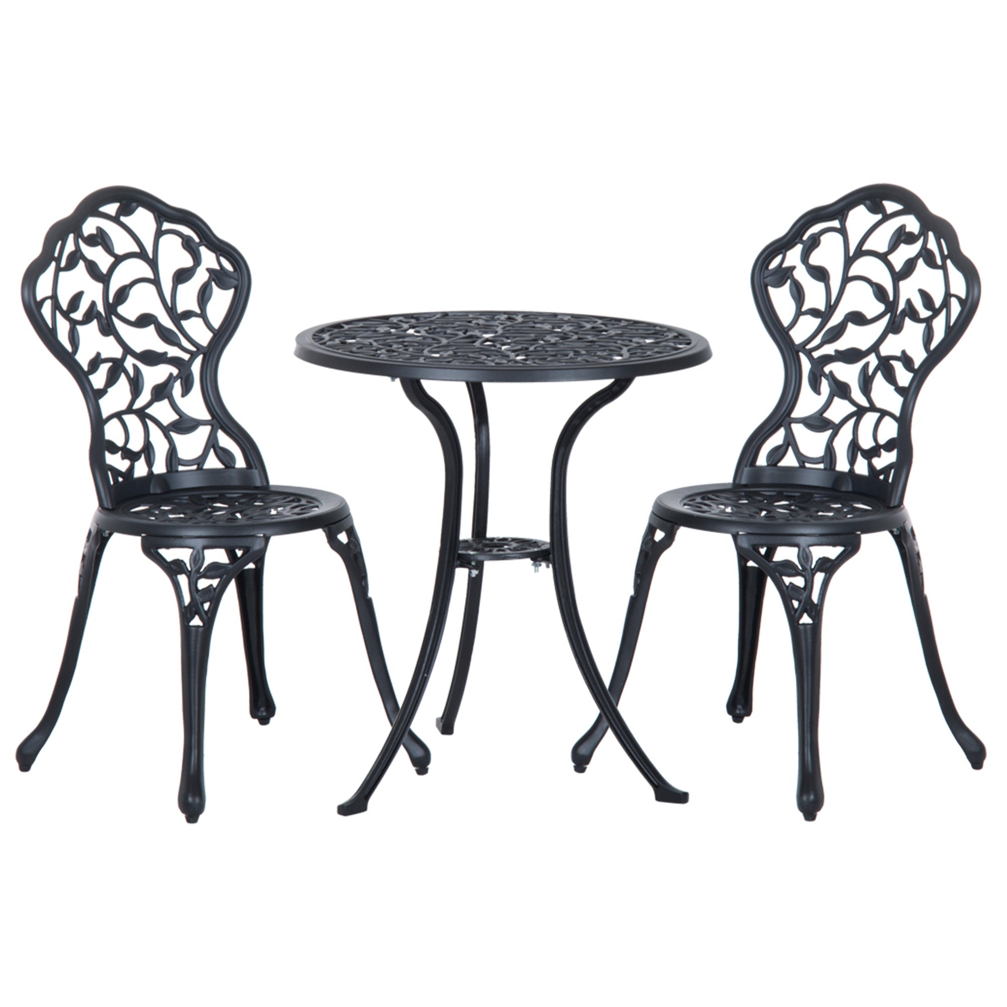 3 Pcs Bistro Set, Garden Furniture Dining Table Chairs, Aluminium Black