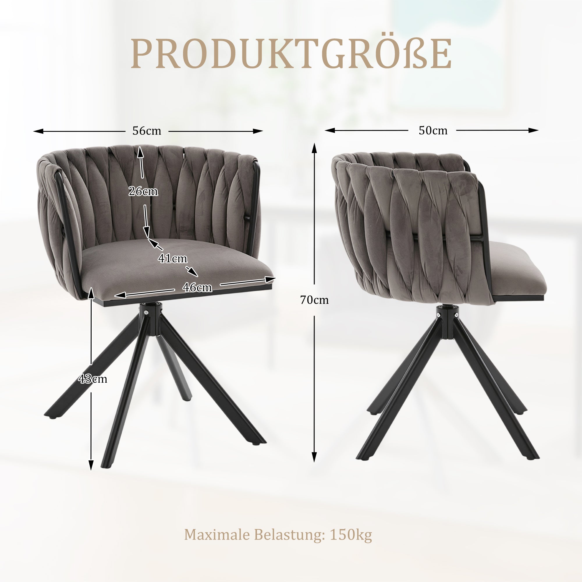 Velour Armchair, 180° Swivel, Ergonomic, Heavy-Duty Metal Frame