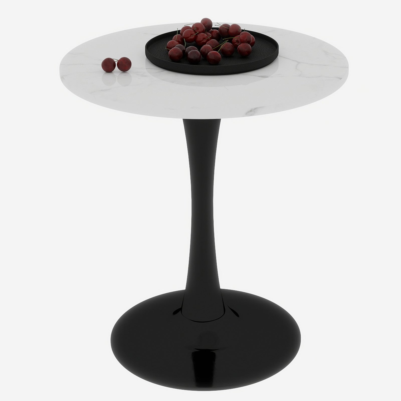 Coffee Table 27.6-inch Mid-Century Modern Round Marble Top - Black