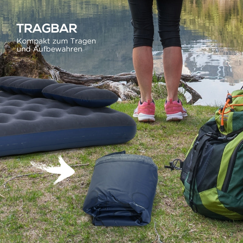 Airbed Double Air Mattress with Hand Pump & Pillow, Blue